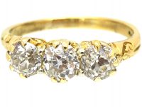 Victorian 18ct Gold Carved Half Hoop Ring set with Three Diamonds