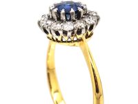 Retro 18ct Gold, Sapphire & Diamond Cluster Ring