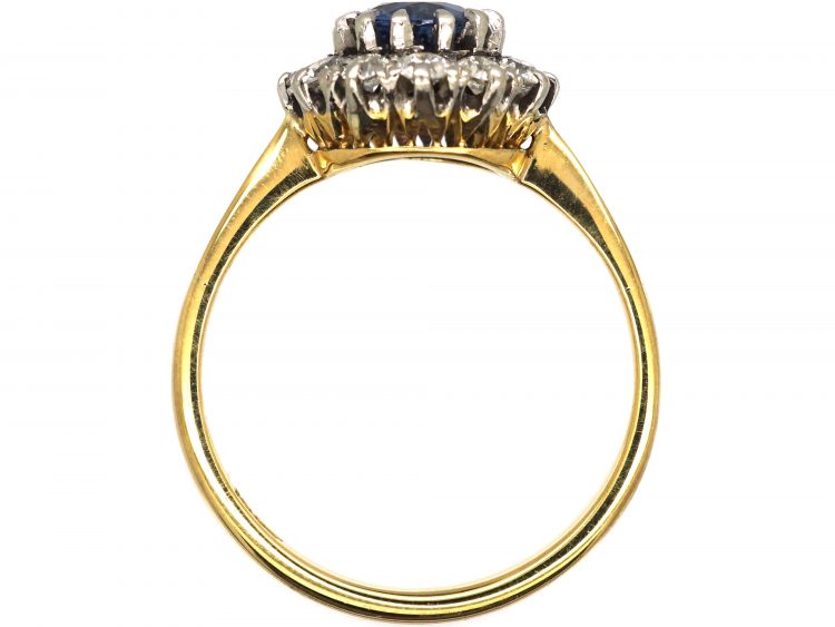 Retro 18ct Gold, Sapphire & Diamond Cluster Ring