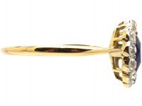 Edwardian 18ct Gold & Platinum, Sapphire & Diamond Cluster Ring