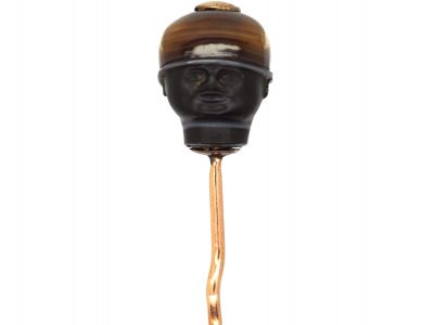 Victorian Carved Banded Onyx Tie Pin of a Man's Head