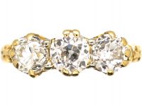 Victorian 18ct Gold Carved Half Hoop Ring set with Three Diamonds