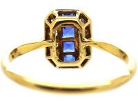 Art Deco 18ct Gold & Platinum, Sapphire & Diamond Octagonal Shaped Ring