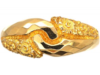 Edwardian 18ct Gold Keeper Ring with Faceted Detail