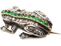 Edwardian Frog Brooch set with Emeralds & Diamonds