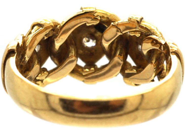 Victorian 18ct Gold Triple Knot Ring set with Three Diamonds