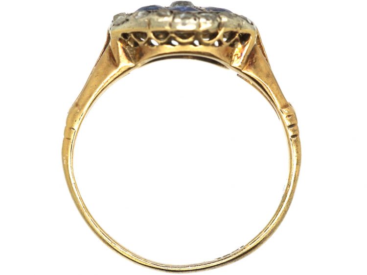 Edwardian 18ct Gold, Sapphire & Diamond Hexagonal Cluster Ring