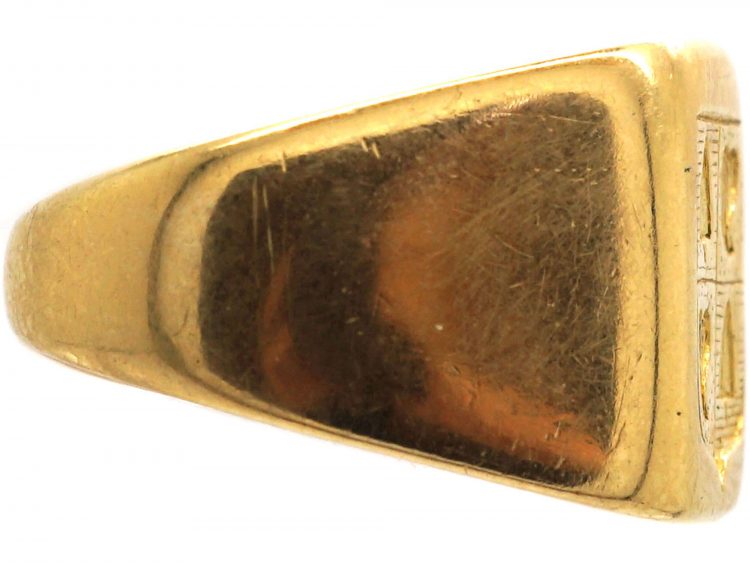 Early 20th Century Belgian 18ct Gold Signet Ring with Intaglio of Weeping Hearts & Spades