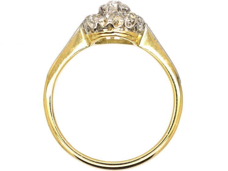 Edwardian 18ct Gold & Platinum Diamond Daisy Cluster Ring