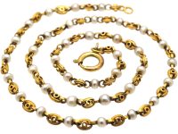 Victorian 18ct Gold & Natural Pearl Chain