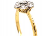 Edwardian 18ct Gold & Platinum Daisy Cluster Diamond Ring
