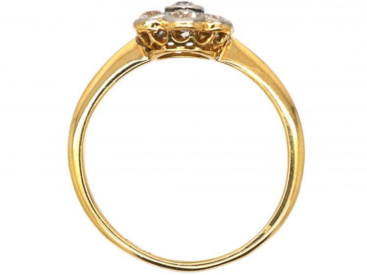 Edwardian 18ct Gold & Platinum Daisy Cluster Diamond Ring