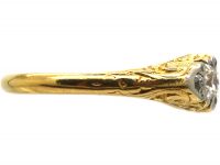 Victorian 18ct Gold, Five Stone Diamond Carved Half Hoop Ring