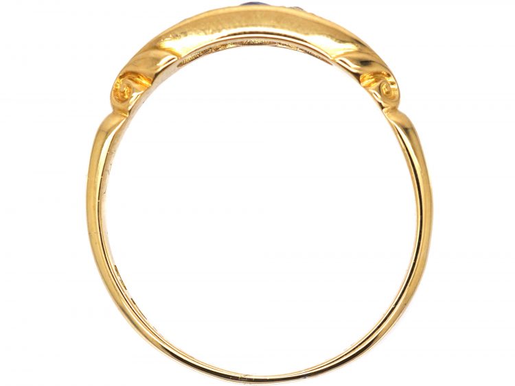 Victorian 18ct Gold, Sapphire & Diamond Boat Shaped Ring