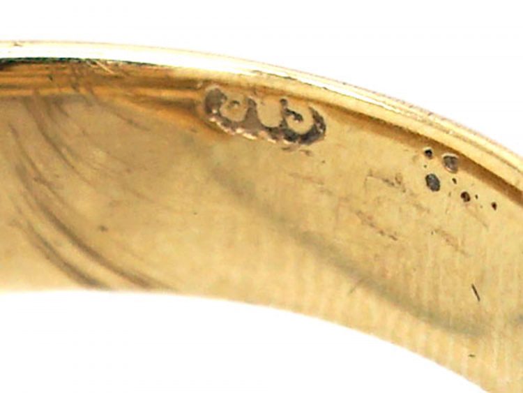 Edwardian 18ct Gold Double Snake Ring set with Two Diamonds
