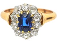 French 18ct Gold, Sapphire & Diamond Cluster Ring