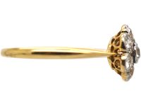 Edwardian 18ct Gold & Platinum Daisy Cluster Diamond Ring