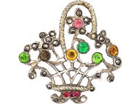 Edwardian Silver, Marcasite & Paste Giardinetti Brooch
