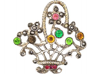 Edwardian Silver, Marcasite & Paste Giardinetti Brooch