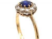 Edwardian 18ct Gold, Sapphire & Diamond Cluster Ring