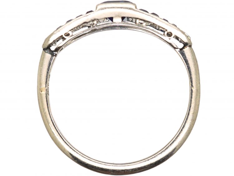 Art Deco 18ct White Gold, Sapphire & Diamond Ring