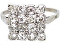 Art Deco Platinum & Diamond Square Ring