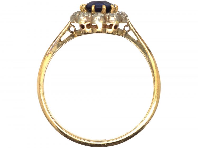 Edwardian 18ct Gold, Sapphire & Diamond Cluster Ring