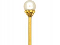 Edwardian 18ct Gold Tie Pin set with a Natural Pearl