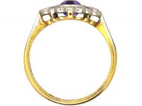 Edwardian 18ct Gold & Platinum, Amethyst & Diamond Cluster Ring