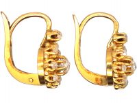 French Early 20th Century 18ct Gold, Rose Cut Diamond Cluster Earrings
