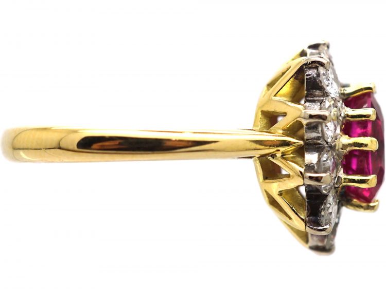 18ct Gold, Ruby & Diamond Cluster Ring by Boodle & Dunthorne