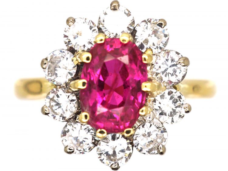 18ct Gold, Ruby & Diamond Cluster Ring by Boodle & Dunthorne