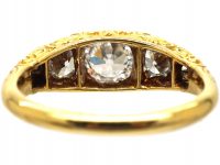 Victorian 18ct Gold, Five Stone Diamond Carved Half Hoop Ring