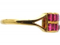 Art Deco 18ct Gold, Double Row Pink Sapphire Half Eternity Ring