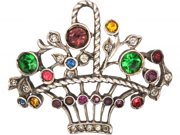 Edwardian Silver & Paste Giardinetti Brooch