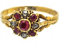 Regency 18ct Gold, Ruby & Diamond Cluster Ring