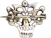 Edwardian Silver & Paste Small Basket of Flowers Brooch
