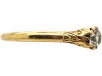 Victorian 18ct Gold, Three Stone Diamond Carved Half Hoop Ring