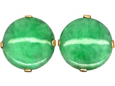 Art Deco 18ct Gold Jade Earrings