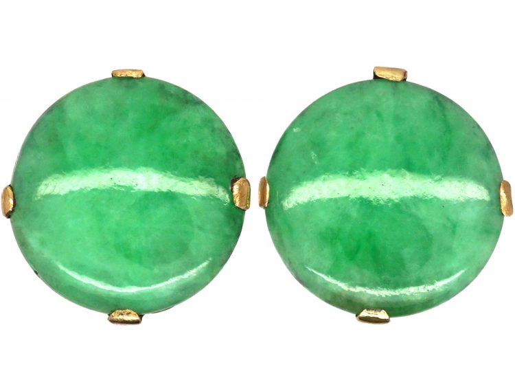 Art Deco 18ct Gold Jade Earrings