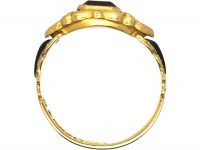 Late Georgian 18ct Gold & Black Enamel Ring Set With a Garnet