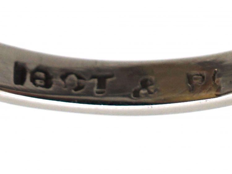 Art Deco 18ct Gold & Platinum, Citrine Ring with Diamond Set Shoulders