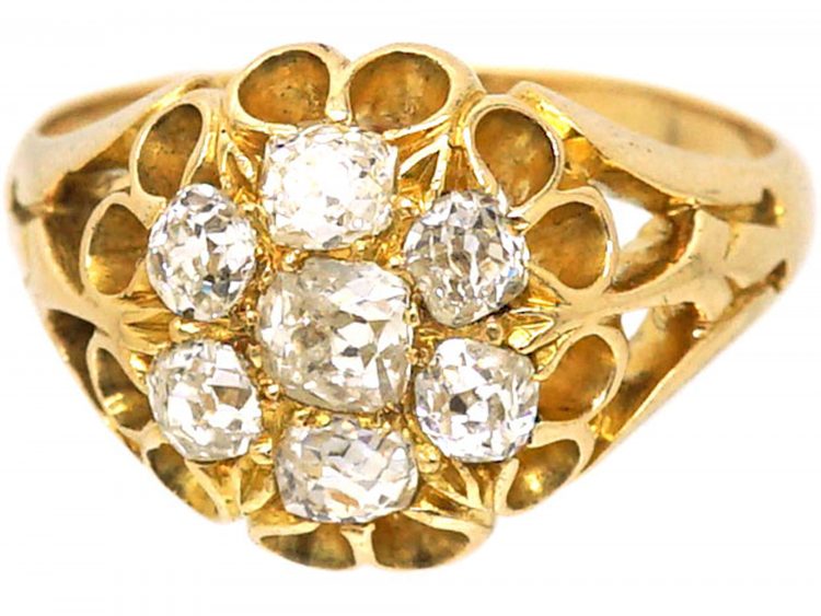 Victorian 18ct Yellow Gold & Diamond Cluster Ring