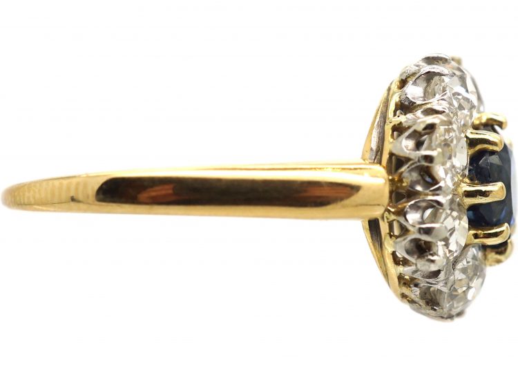 Early 20th Century 18ct Gold, Sapphire & Diamond Cluster Ring