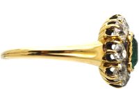 Edwardian 18ct Gold, Emerald & Diamond Cluster Ring