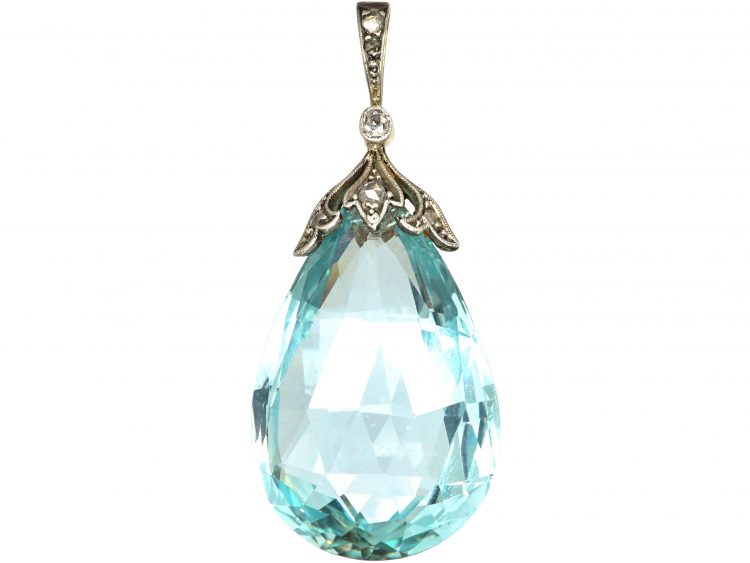 Art Deco Aquamarine & Diamond Pendant