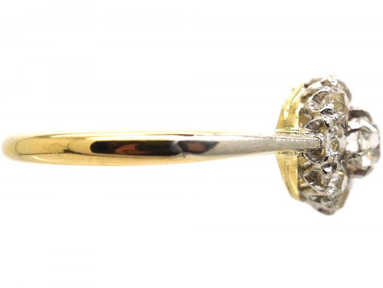 Edwardian 18ct Gold & Platinum Diamond Daisy Cluster Ring