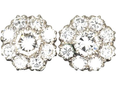 18ct White Gold, Diamond Cluster Earrings