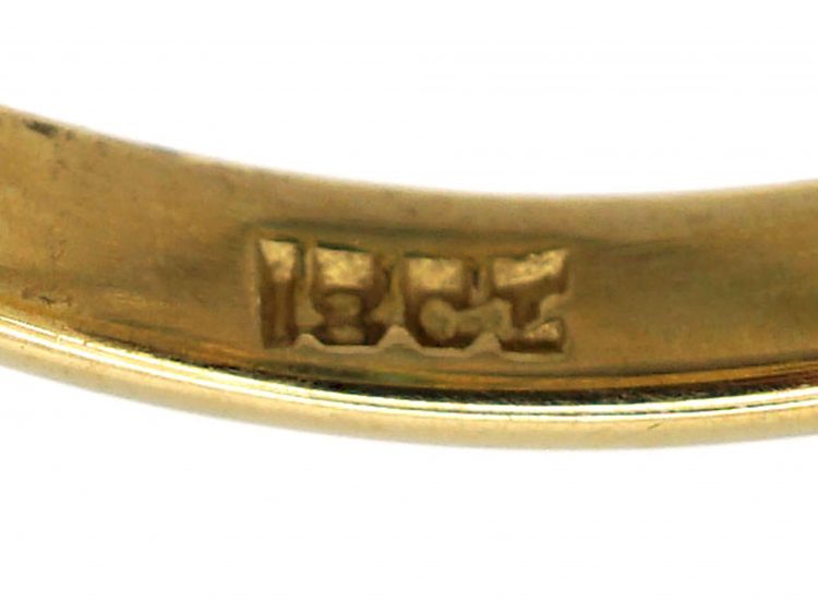 Victorian 18ct Gold, Emerald & Diamond Three Stone Ring