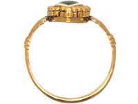 Edwardian 18ct Gold, Green & White Enamel Marquise Ring